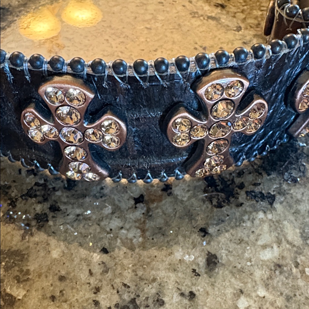 B.B. Simon Brown And Gold Studded Belt